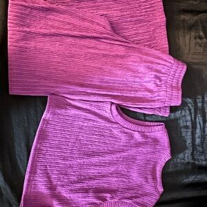 Purple Crew Neck Sweater with Textured Fabric